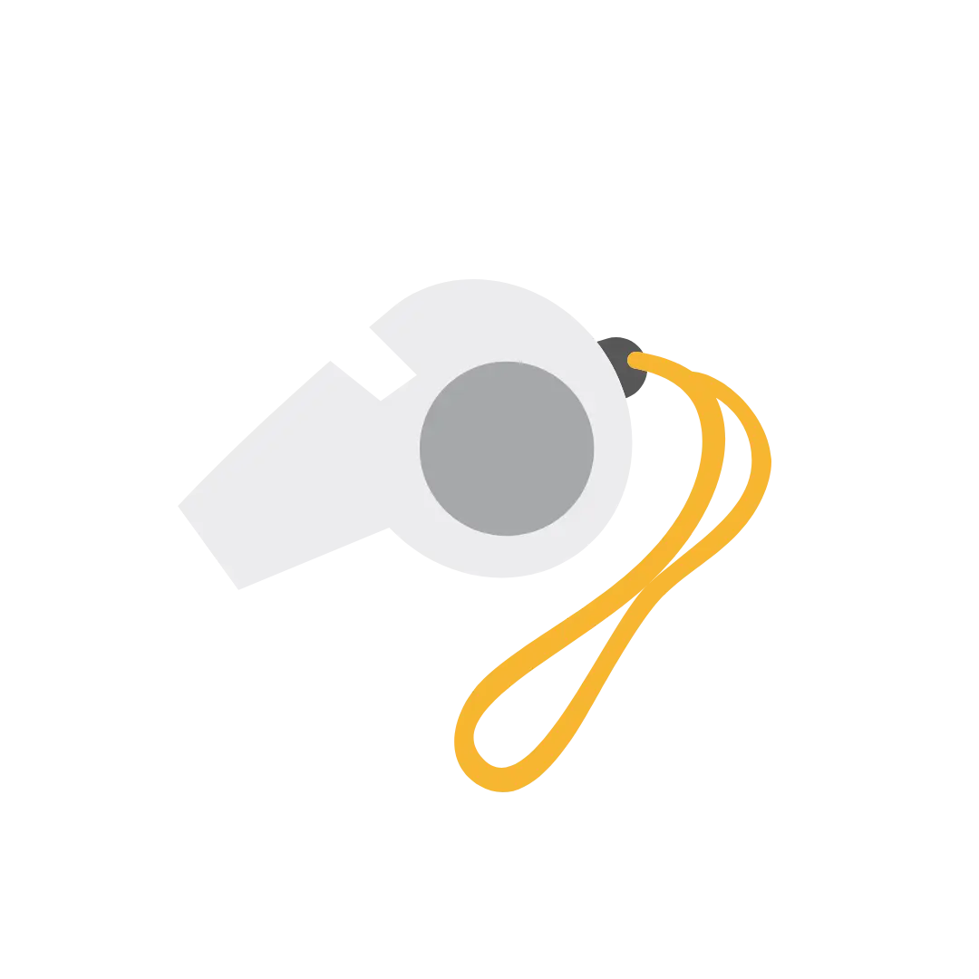A whistle icon that has a yellow wristband.