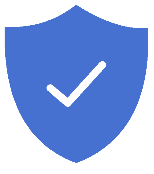 An icon of a shield with a tick mark inside of it.